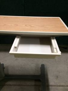lot 61 image: OVERBED TABLE HEIGHT ADJUSTABLE - VANITY MISSING MIRROR 