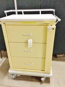lot 39 image: MSRP $2600 Waterloo 3 Drawer Locking Medical Unicart Scratch & Corrosion Resistant - Great Condition