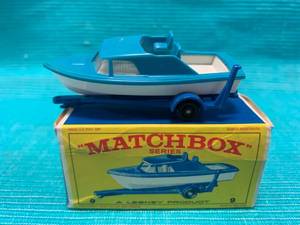 lot 6 image: Vintage Lesney Matchbox w Box #9 Cabin Cruiser & Trailer