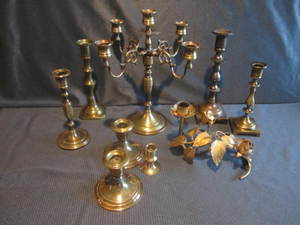 lot 391 image: Brass Candleholders