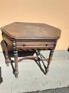 lot 7 image: Vintage Carved Table (The Golden Voice By Kiel 36x25x30)