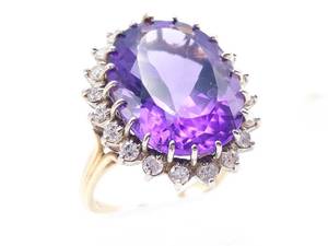 lot 9 image: Breathtaking 18 Carat Amethyst and 1.2 Carat Diamond Estate Ring in 14k Gold $5500 Retail