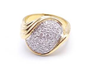 lot 11 image: Designer Diamond Estate Ring in Platinum and 18k Yellow Gold $6499 Retail