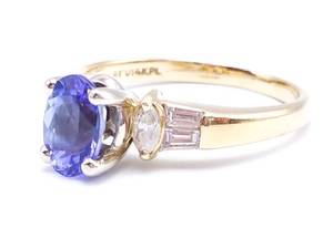 lot 30 image: Harold Freeman EREV Signed Tanzanite and Diamond Estate Ring in 14k Yellow Gold $3000 Retail