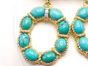 lot 55 image: Judith Ripka Signed Designer Turquoise Earrings in Gold over Sterling Silver