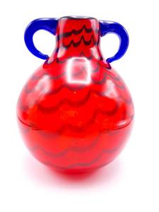 lot 71 image: Murano Styled Art Glass Double Handled Pitcher with Applied Handles 8 12