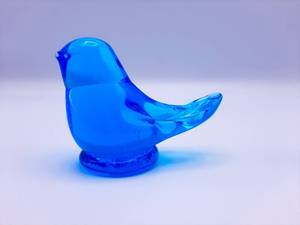 lot 61 image: (2) Brilliant Blue Bird of Happiness Signed By Leoward 1988 & 1996