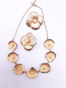 lot 20 image: Gorgeous Vintage Pearl and 10k Gold Filled Necklace and Earring Set