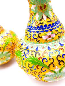 lot 2 image: Pair of Matching Brilliant Cloisonne Vases