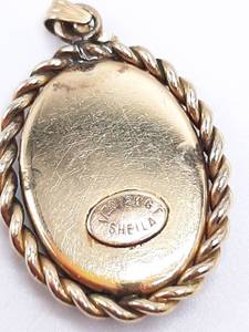lot 91 image: Shiela Signed Transferware Floral Pendant in 12k Gold Plate