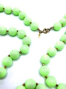 lot 97 image: Lemon - Lime Green Vintage Bead Necklace 32 Long