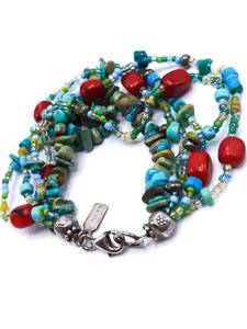 lot 103 image: Peyote Bird Turquoise, Stone, and Bead Beaded Estate Bracelet