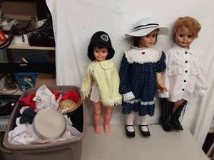 3-Large Dolls (Uneedadoll Corp.), 1-Other No Name & Large Bin Of Clothing & Misc.