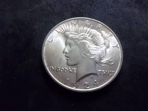 lot 42 image: 1924 Peace Silver Dollar
