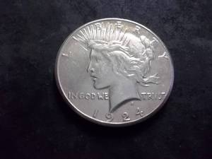 lot 43 image: 1924 S Peace Silver Dollar
