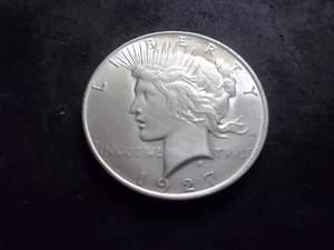 lot 46 image: 1927 D Peace Silver Dollar