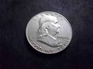 lot 64 image: 1954 D Franklin Half Dollar