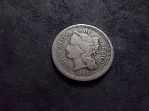 lot 84 image: 1865 3 Cent Piece