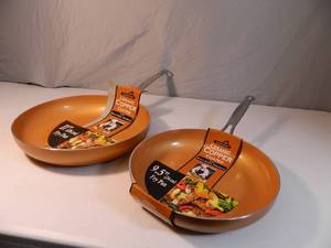 2 New Ceramic Copper Coated Fry Pans