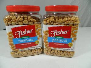 2 New Canisters of Fisher Peanuts