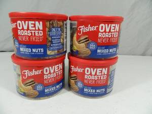4 New Containers of Fisher Deluxe Mixed Nuts