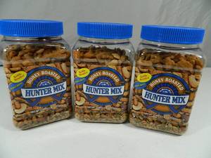 3 New Canisters of Honey Roasted Hunters Mix
