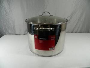 Large Chefmate 20 Quart Stainless Steel Stockpot with Glass Lid