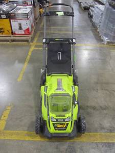 lot 4 image: Ryobi 20 in. 40-Volt Brushless Lithium-Ion Cordless Battery Walk Behind Push Lawn Mower RY40180-Y