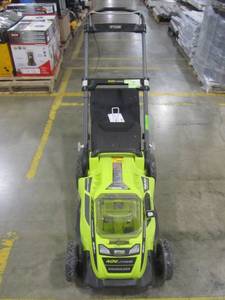 lot 6 image: Ryobi 20 in. 40-Volt Brushless Lithium-Ion Cordless Battery Walk Behind Push Lawn Mower RY40180-Y