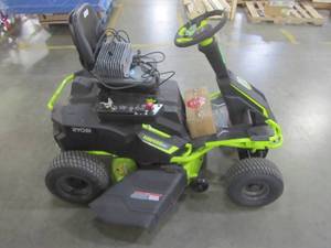 lot 11 image: Ryobi 38 in. 100 Ah Battery Electric Rear Engine Riding Lawn Mower RY48111