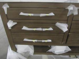 lot 67 image: allen  roth Kennilton 60-in Gray Oak Double Sink Bathroom Vanity with Carrera White Engineered Stone Top WSLW60IFV