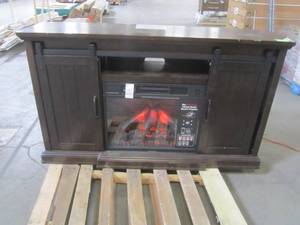 lot 78 image: FEBO FLAME 62-in W Walnut Infrared Quartz Electric Fireplace F18-I-008-018C