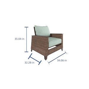 lot 250 image: allen  roth Wylie Cove Wicker Metal Spring Motion Conversation Chair with Cast Mist Slat Seat 720.213.003 And Metal Table (missing Top).