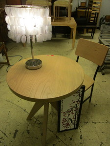 lot 135 image: LINON HOME DECOR TABLE AND CHAIR, LAMP, ARTWORK