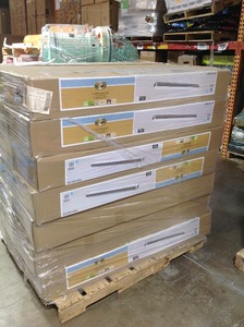 Pallet whit 21 Cases of PALLET of 21 CASES Hampton Bay 48 in. x 10 in. Rectangle LED Flush Mount Ceiling Light with Wide Brushed Nickel Border Dimmable 3000 Lumens 4000K NOT USED retail $3000