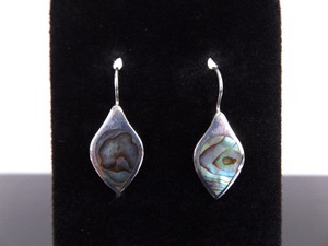 lot 69 image: .925 Sterling Silver Inlayed Abalone Hook Earrings