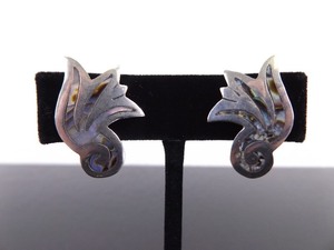 lot 70 image: .925 Sterling Silver Inlayed Abalone Screw Back Earrings