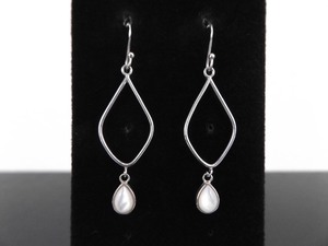 lot 83 image: .925 Sterling Silver Inlayed Mother of Pearl Dangle Hook Earrings