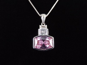 lot 7 image: .925 Sterling Silver Pink Sapphire Crystal Pendant Necklace
