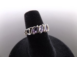 lot 25 image: .925 Sterling Silver Marquise Cut Amethyst Ring Size 6