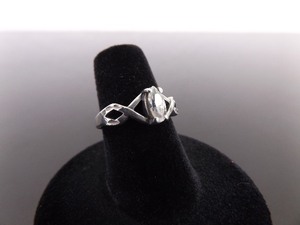 lot 49 image: .925 Sterling Silver Marquise Cut Crystal Ring Size 6