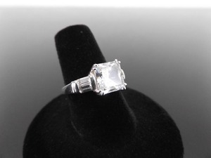 lot 50 image: .925 Sterling Silver Square Cut Crystal Ring Size 7.25