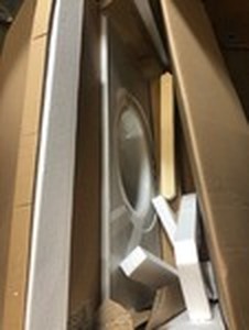 lot 102 image: Design House 43 in. W Cultured Marble Vanity Top in White on White with White on White Basin and 4 in. Faucet Spread not used