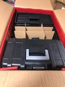 lot 105 image: Box whit 18 units of 16 Husky Plastic Portable Tool Box w Metal Latch New