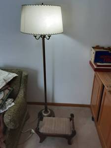 lot 6 image: Vintage Floor Lamp With Genuine Onyx Base 62, Small Foot Stool 18x11x10