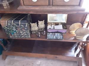 lot 20 image: Brass Book Ends, Brass Tea Set, Fancy Box