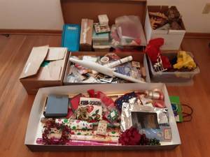lot 41 image: Large Lot Of Christmas Related, Gift Wrap, Vintage Nativity Sets