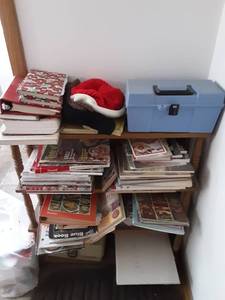 lot 63 image: Shelf Of Cookbooks, Contents Of Pantry, Contents Of Broom Closet. Brig Boxes To Load Out.