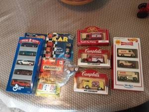 lot 67 image: Lot Of NEW In Package Matchbox, Little Debbie, Hot Wheels, Campbells Soup Cars & Trucks