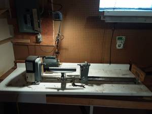 lot 80 image: Lathe (Modified Craftsman ), Light, Shop Stool